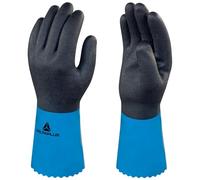 Delta Plus vv836bl10 PVC/nitrilo sobre soporte de poliamida Guantes, guantes PVC/recubrimiento de nitrilo, 30 cm, azul, 10, 60 unidades)