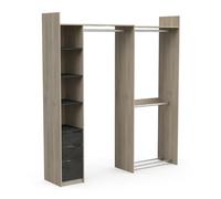 Demeyere - Vestidor esquinero modulable y extensible de madera con doble armario y columna de almacenamiento para zapatos - Color roble Kronberg y negro pizarra - 200 x 219 x 44 cm