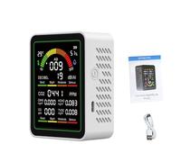 Denash Monitor Inteligente de Calidad del Aire Detector de CO2 Multifuncional con Medidor de Ruido y Detección en Tiempo Real - HCHO TVOC Temperatura Humedad Pantalla LCD a Color para Oficina en