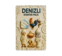 Denizli - Letrero de metal vintage con diseño de gallo para baño de perro, columna, cuenco de montaña, para decoración de pared interior y exterior, 8 x 12 pulgadas
