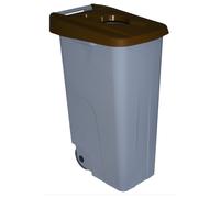 Denox Contenedor Reciclaje 110 Litros Abierto con Ruedas y Clip de Seguridad