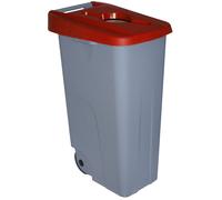 Denox Contenedor Reciclaje 110 Litros Abierto con Ruedas y Clip de Seguridad