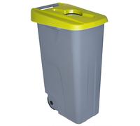 Denox Contenedor Reciclaje 110 Litros Abierto Encajable con Ruedas y Clip de Seguridad