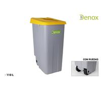Denox Cubo Basura Reciclaje 110L Abierto Amarillo