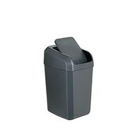 Denox Cubo de basura 15 litros gris antracita con tapa basculante y extraíble, diseño compacto y elegante para cocina y hogar