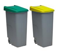 Denox Pack Reciclaje Contenedor Reciclo 110L Cerrado X2 Verde/Amarillo