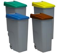 Denox Pack Reciclaje Contenedor Reciclo 110L Cerrado X4 Colores Azul/verde/amarillo/marrón