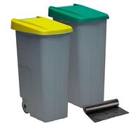 Denox PK3339 Pack Reciclaje Reciclo 110 litros Cerrado c/u: 220 litros totales, en 2 contenedores, en Colores Verde/Amarillo