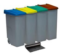 Denox PK3341 Pack Reciclaje Reciclo 110 litros Cerrado c/u: 440 litros totales, en 4 contenedores, en Colores Azul/Verde/Amarillo/marrón