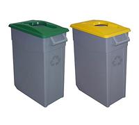 Denox PK3347 Pack Reciclaje Zeus 65 litros Abierto c/u: 130 litros totales, en 2 contenedores, en Colores Verde/Amarillo
