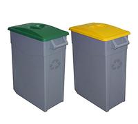 Denox PK3350 Pack Reciclaje Zeus 65 litros Cerrado c/u: 130 litros totales, en 2 contenedores, en Colores Verde/Amarillo
