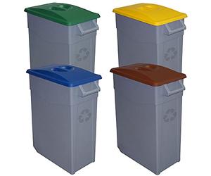 Denox PK3352 Pack Reciclaje Zeus 65 litros Cerrado c/u: 260 litros totales, en 4 contenedores, en Colores Verde/Azul/Amarillo/marrón