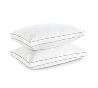 Deodar Almohadas de Plumas y Plumon 46x66x5cm | 2 Piezas Almohadas de Cama Almohada de Soporte Medio | Funda 100% Algodón Orgánico | Lavable | Certificación Öko-Tex y RDS