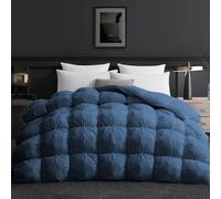 Deodar Edredón Cama 135/150 | Edredón 220x240 para 2 Personas | Relleno de Plumón de Ganso Blanco y Plumas 420 GR/m² | Funda Nórdica 100% Algodón | Lavable | Öko-Tex y RDS | Azul Marino