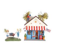 Department 56 The Original Snow Village The Semi-Quincentennial Fireworks with Stars and Stripes Light Up Building and Figurine Set, 7 pulgadas, Multicolor