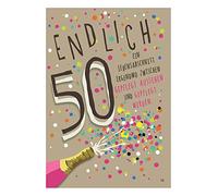 Depesche 0011673-010 - Tarjeta de felicitación para 50 cumpleaños, tarjeta de cumpleaños con música, texto y elementos móviles, incluye sobre, 14,8 x 21 cm