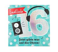 Depesche 11515-026 - Tarjeta de cumpleaños con número 16 (15,5 x 15,5 cm), diseño con texto en el interior