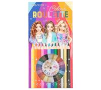 Depesche 12103 TOPModel Ruleta de Colores - Juego de Colorear con 12 Ceras Finas y una Ruleta de Colores con una Bola para Elegir el Siguiente Color