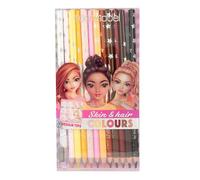 Depesche 12218 TOPModel - Estuche de lápices de Color en Colores Piel y Cabello, 12 lápices en Estuche Transparente, Incl. sacapuntas