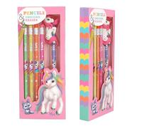 Depesche 12861 Ylvi - Juego de lápices Arco Iris, 5 lápices de Diferentes diseños, Cada uno con una Goma de borrar, In oma Extra de Unicornio