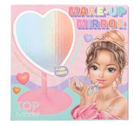 Depesche 12928 TOPModel - Espejo de Maquillaje Beauty and Me, en Rosa, con Forma de corazón, con Borde Luminoso LED, Incluye Bandeja para Joyas como Base del Espejo
