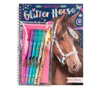 Depesche 12931 Miss Melody CREA Tus Caballos de Purpurina - Libro para Colorear con 30 páginas para diseñar Motivos de Caballos, Incl. 6 rotuladores de Gel con Purpurina