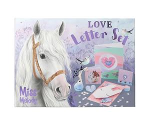 Depesche 12969 Miss Melody Love Letter Set - Caja para cartas con diseño de caballo, juego de escritura que incluye artículos de papelería, sobres, pegatinas, sellos y mucho más.