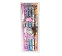 Depesche Set de bolígrafos de gel Miss Melody 13364 con purpurina, 5 colores en estuche transparente
