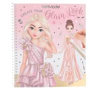 Depesche 13583 TOPModel Create Your Glam Look - Libro para colorear con 36 páginas para diseñar trajes, incluye 6 hojas de pegatinas