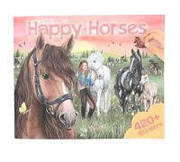 Depesche 13586 Create Your Happy Horses - Libro de pegatinas con 24 páginas de fondo para diseñar tus propios mundos de caballos, incluye 6 hojas de pegatinas