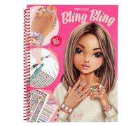 Depesche 13740 TOPModel - Create your Bling Bling: libro para colorear con 14 páginas de manualidades para pintar, crear y decorar bonitas joyas, incluye 1 hoja con pegatinas de pedrería