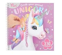 Depesche 13750 Ylvi Create Your Special Unicorn: libro de pegatinas para vestir con 24 páginas con motivos de unicornios para decorar, incluye 11 páginas de pegatinas con accesorios.