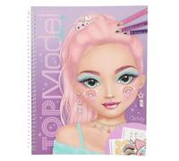Depesche 13983 Create Your TOPModel Make Up: Libro para Colorear con 20 páginas preimpresas para diseñar Looks de Maquillaje, Incluye 2 páginas de Pegatinas.