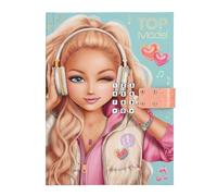 Depesche 14157 TOPModel Music - Diario con código numérico y sonido, en rosa, albaricoque y turquesa, con motivo de modelo, incluye 80 páginas con rayas finas e ilustraciones a todo color