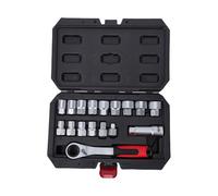 Depisuta Juego de Llaves de Vaso de Paso, 17 Piezas, 10-24 Mm, 12 Puntos, Llave de Carraca Reversible 72T con Adaptador de Accionamiento de 1/2 3/8 Pulgadas, Juego de Herramientas