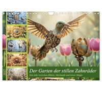 Der Garten der stillen Zahnräder - Ein Jahr zwischen Blüten, Mechanik und leiser Magie (Wandkalender 2027 DIN A4 quer), CALVENDO Monatskalender: Magische Gärten aus Metall und Zeit
