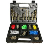 der kleine Handwerker Titan HSS - Juego de brocas de 300 piezas con brocas de metal, brocas para madera, brocas de piedra, fresadora de titanio, tacos, tornillos y portabrocas
