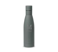 DEREGALOOS Botella de Agua Personalizada con Inicial y Nombre. Bidón Térmico 700ml de Acero Inoxidable con Acabado Mate. Termo Reutilizable para Deporte Oficina y Viajes (Gris)