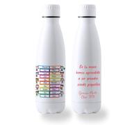 DEREGALOOS Botella Profesora Personalizada 700ml Acero Inoxidable. Bidón con Diseño Original Divertido para Fin de Curso. Regalo Profesor Maestra Seño Tutor con Nombre y Alumnos. (Niños Etiquetas)