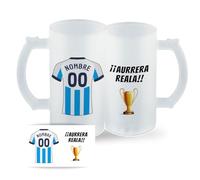 DEREGALOOS Jarra Personalizada con nombre de Fútbol Real Sociedad. Jarra de cerveza personalizada. Regalo Original para Aficionados del Futbol. Regalos Mundial Futbolistas. (Real Sociedad)