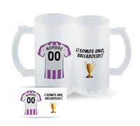 DEREGALOOS Jarra Personalizada con nombre de Fútbol Valladolid. Jarra de cerveza personalizada. Regalo Original para Aficionados del Futbol. Regalos Mundial Futbolistas. (Valladolid)