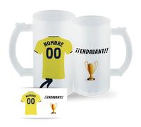 DEREGALOOS Jarra Personalizada con nombre de Fútbol Villarreal. Jarra de cerveza personalizada. Regalo Original para Aficionados del Futbol. Regalos Mundial Futbolistas. (Villareal)