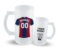 DEREGALOOS Jarra Personalizada Fútbol. Regalo Original Hombre. Nombre y Número Personalizable. Detalle Especial para Cumpleaños. Día del Padre (Eibar)