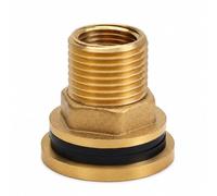 DERPIPE Conector de mamparo de latón - Conector de tanque de agua de rosca macho recta de 1 cm NPT hembra x 0.5 pulgadas con 2 anillos de goma para barriles de tanque de torre de agua (paquete de 1)