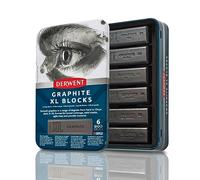 Derwent 2306195 - Set de 6 Bloques XL de Grafito, Tamaño 60 x 20 x 20 mm, Textura Suave, Soluble en Agua, Para Cobertura Amplia y Detalles, Incluye Estuche Metálico Compacto