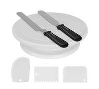 Derwrtup Plato Giratorio Giratorio para Tartas, silencioso, con raspador, Plato Giratorio para Tartas y Cupcakes, para casa, Fiestas, reuniones, Cupcakes, Cocina