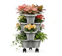 Derwrtup Torre Plantadora Vertical - Macetero Apilable Vertical Resistente a la Intemperie | Torre De Macetas para Fresas - para Jardín, Patio, Balcón, Terraza, Urbano, Decoración
