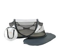 Deryan Cuna de Viaje, Bolsa Transporte, 2 en 1, Plegado ultracompacto, Colchón extraíble, con Mosquitera, 0-2.5 años (0-15kg), Tela Transpirable, Entrada Lateral con Cremallera, Parque bebé (Plateado)
