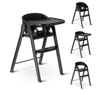 Deryan Trona Evolutiva para Comida para Niños desde 6 meses a 4 años (max. 110 kg), Trona con Asiento Lavable, Arnés de 3 Puntos y Bandeja Desmontable, Cierre Compacto, Ligera (Negro)