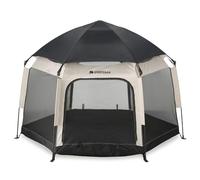 Deryan Up-To-Go - Cama de viaje y caja para niños - Refugio portátil para la playa para bebés y niños pequeños - Plegable con colchón y bolsa de transporte, 150 x 170 x 125 cm, color arena